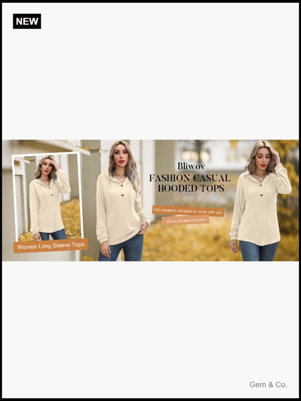 V Neck Drawstring Hoodie - Loose Fit Long Sleeve Pullover Sweatshirt - Picture 7 of 7